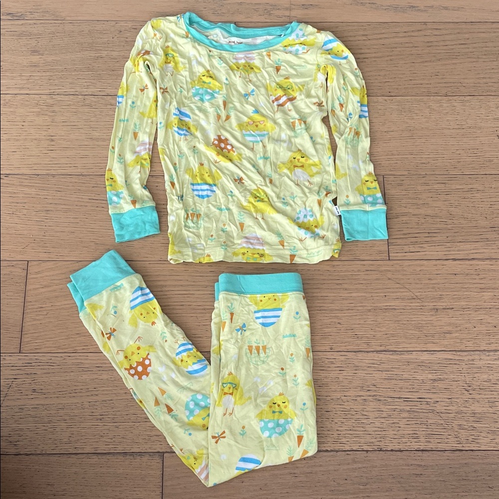 Little Sleepies Yellow Easter Chick Print Pajama Set Sz 3T!